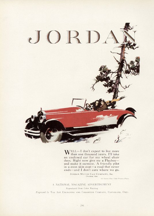 1927 JORDON CAR AD from book on printing achievement 8 1 4 x 12 