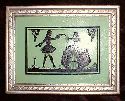 vintage art deco silhouette dresser box, reverse painted picture