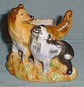 vintage porcelain Collie and Border Collie figurine